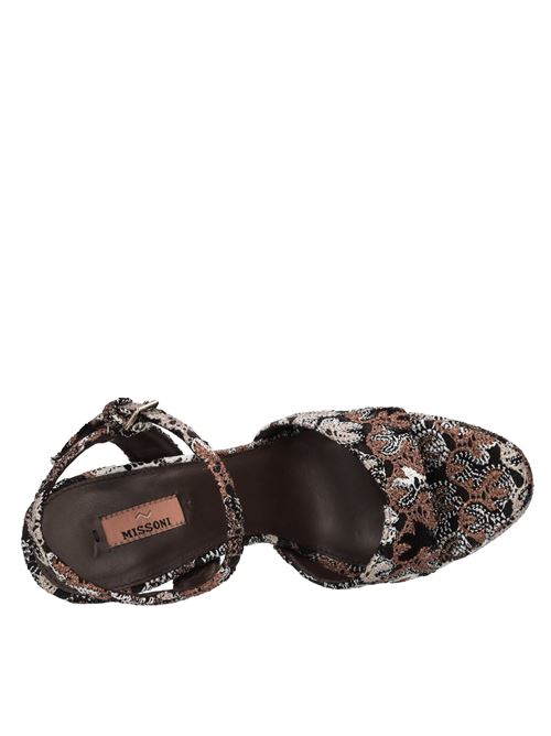 Sandali Angela in tessuto. MISSONI | MWF092_101 HEELNERO-MARRONE-BIANCO